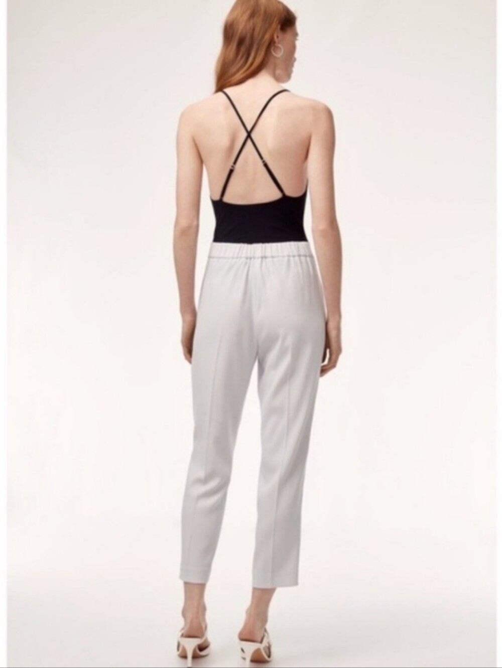 Aritzia Babaton Cohen Pants Cropped Pleated Ashen Gray Stone Minimalist Womens 2 - Picture 3 of 8